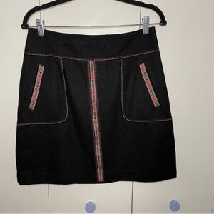 LOFT Wool blend Black Mini Skirt with Stitching Detail, sz 2